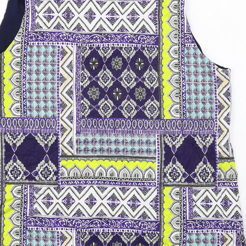 Wallis Womens Multicoloured Geometric Viscose Basic Tank Size 14 Scoop Neck