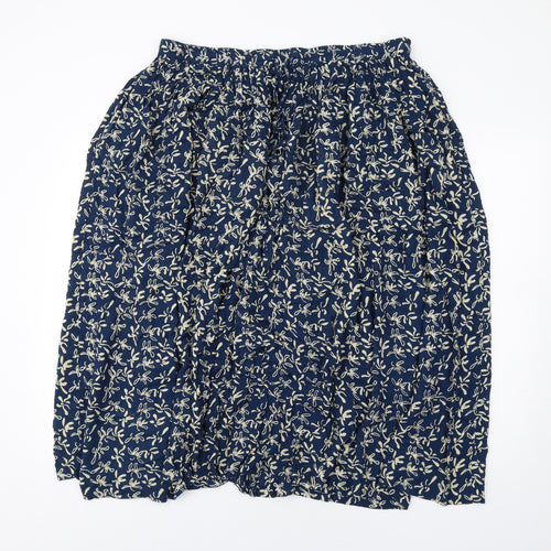 Orvis Womens Blue Geometric Viscose A-Line Skirt Size L Drawstring