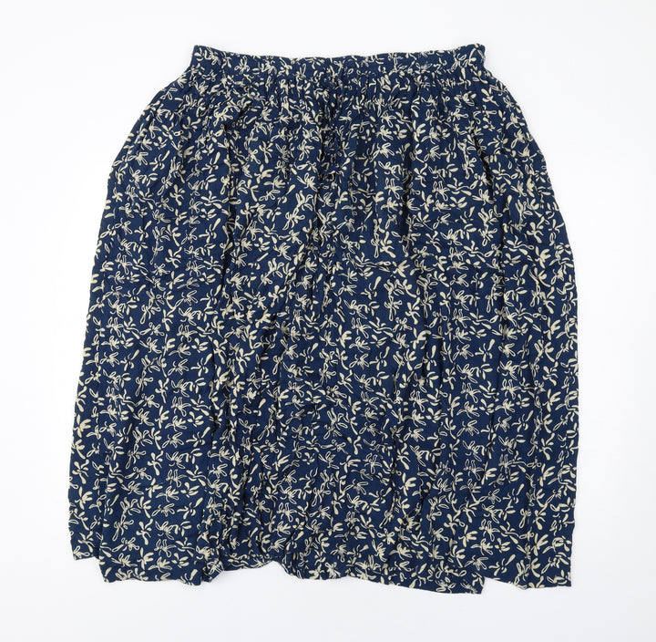 Orvis Womens Blue Geometric Viscose A-Line Skirt Size L Drawstring