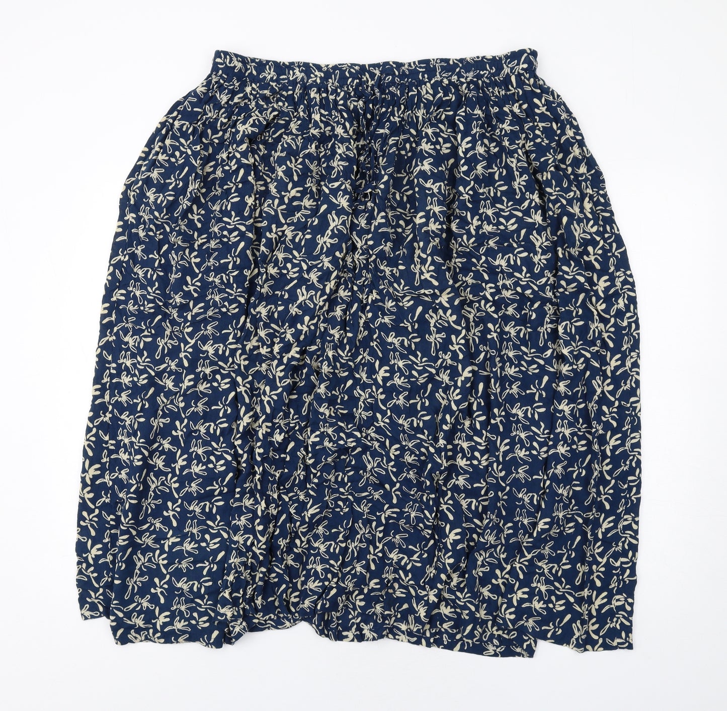 Orvis Womens Blue Geometric Viscose A-Line Skirt Size L Drawstring