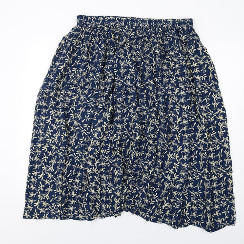 Orvis Womens Blue Geometric Viscose A-Line Skirt Size L Drawstring