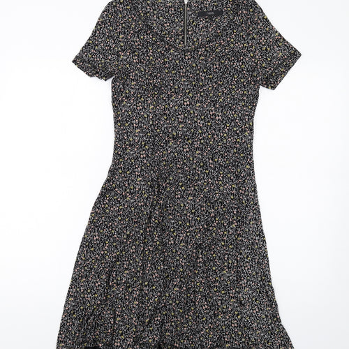 NEXT Womens Multicoloured Floral Viscose A-Line Size 6 Scoop Neck Zip