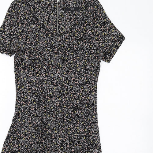 NEXT Womens Multicoloured Floral Viscose A-Line Size 6 Scoop Neck Zip