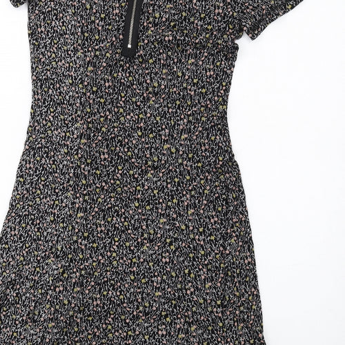 NEXT Womens Multicoloured Floral Viscose A-Line Size 6 Scoop Neck Zip