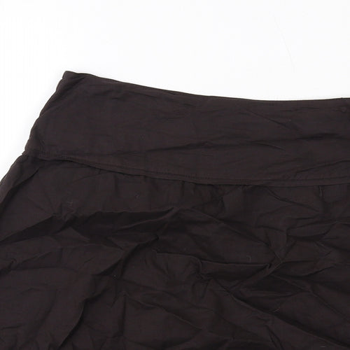 La Redoute Womens Brown Cotton A-Line Skirt Size 8 Zip