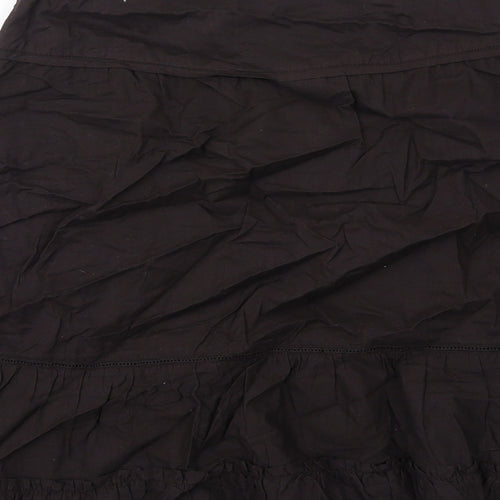 La Redoute Womens Brown Cotton A-Line Skirt Size 8 Zip