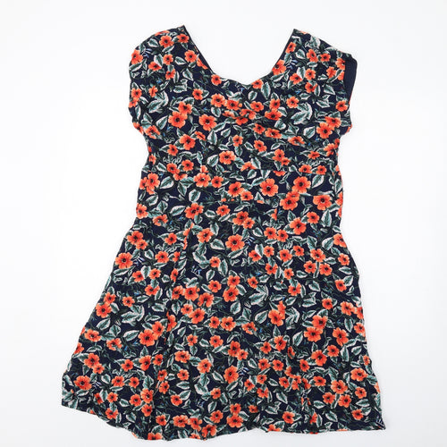 Louche Womens Multicoloured Floral Viscose A-Line Size 16 Scoop Neck Zip