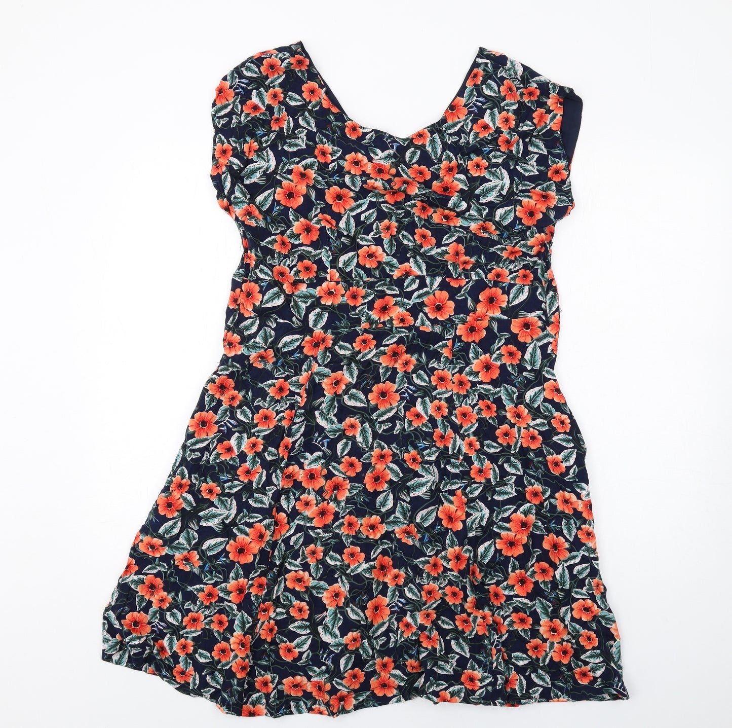 Louche Womens Multicoloured Floral Viscose A-Line Size 16 Scoop Neck Zip