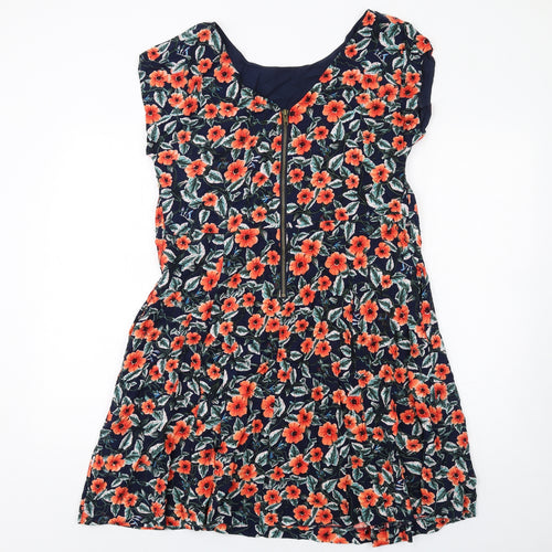 Louche Womens Multicoloured Floral Viscose A-Line Size 16 Scoop Neck Zip