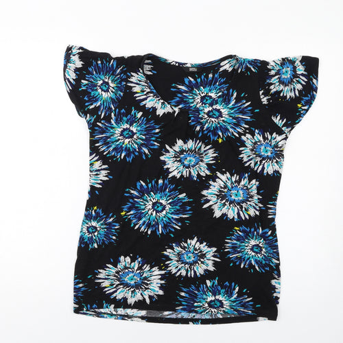 Marks and Spencer Womens Multicoloured Floral Viscose Basic T-Shirt Size 12 Round Neck