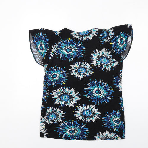 Marks and Spencer Womens Multicoloured Floral Viscose Basic T-Shirt Size 12 Round Neck