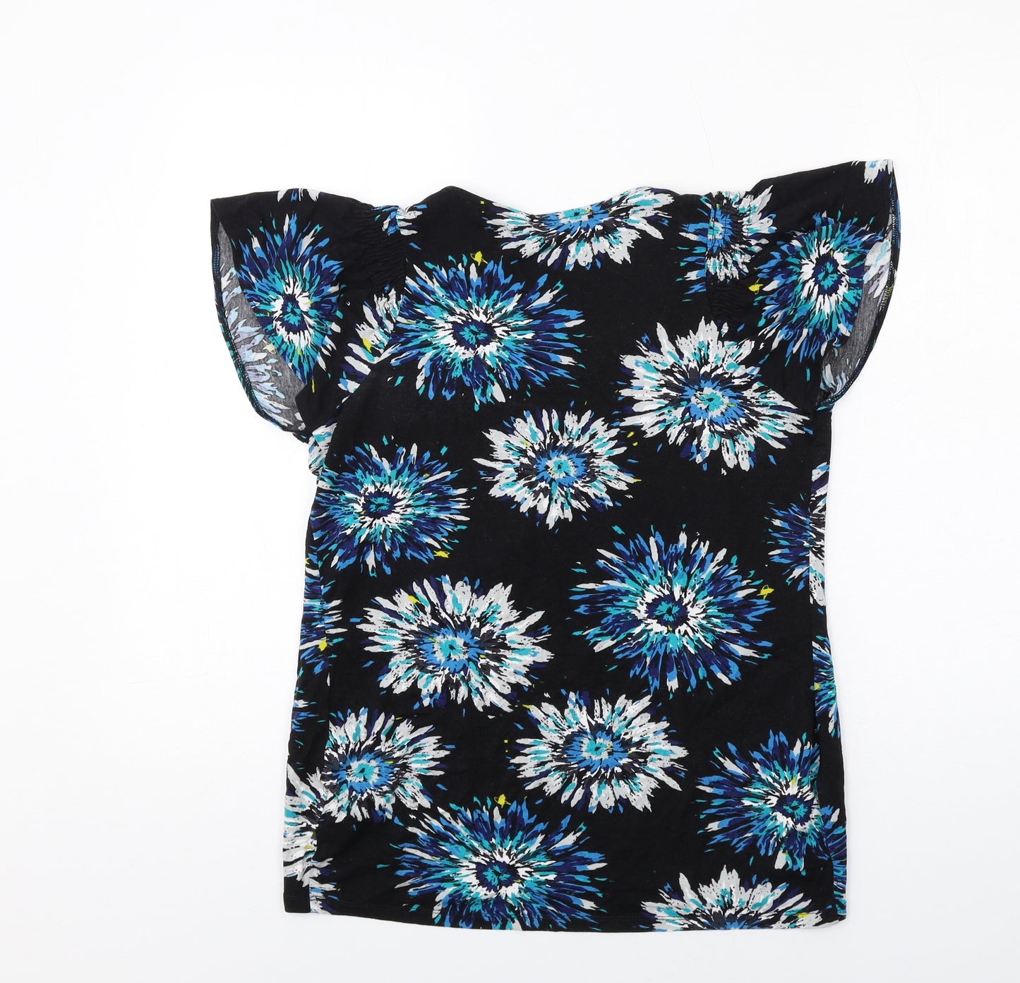 Marks and Spencer Womens Multicoloured Floral Viscose Basic T-Shirt Size 12 Round Neck
