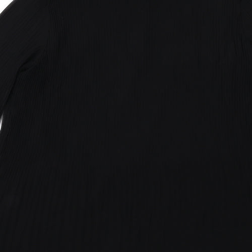 Zara Womens Black Polyester Basic Button-Up Size S Round Neck