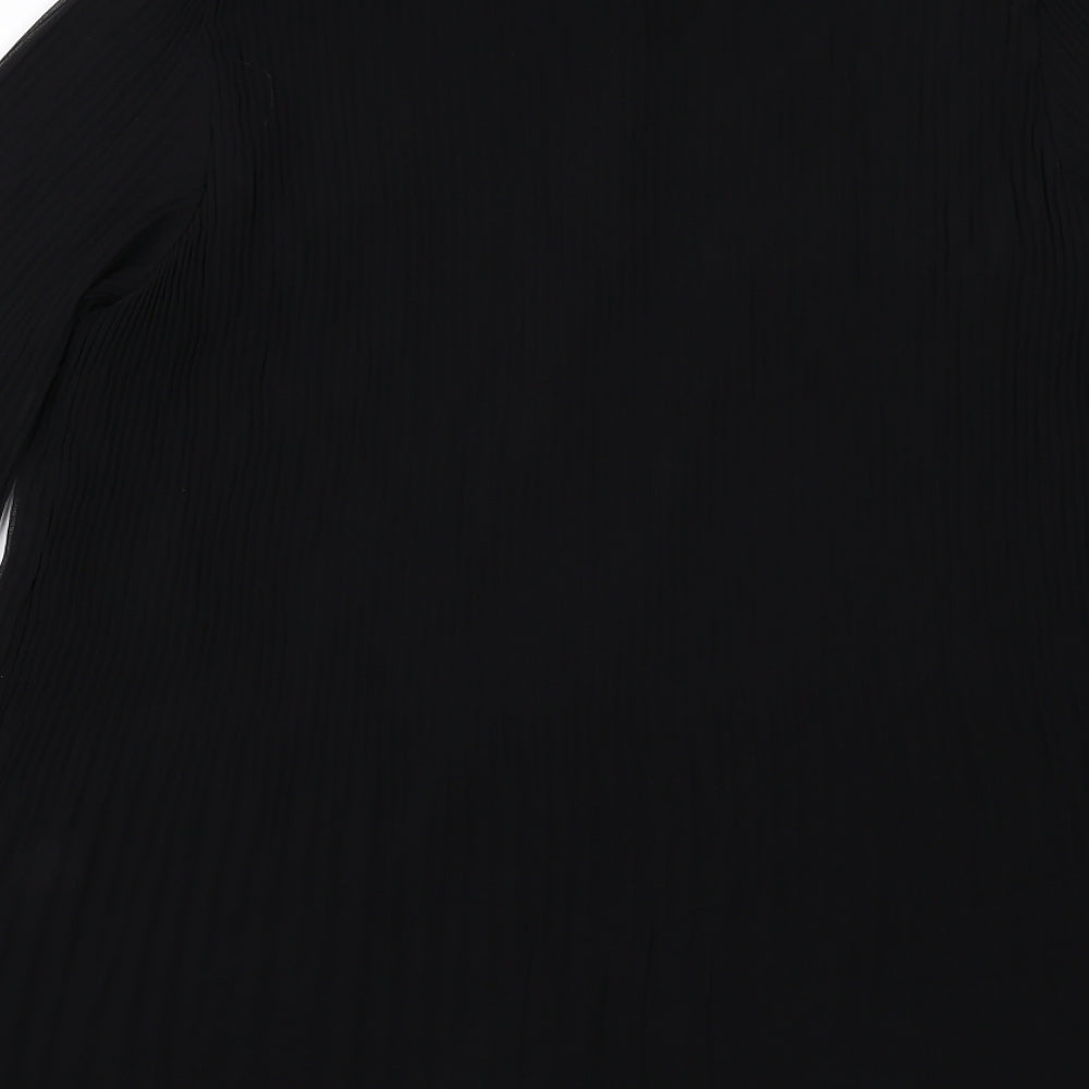 Zara Womens Black Polyester Basic Button-Up Size S Round Neck