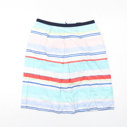 Caroll Womens Multicoloured Striped Cotton A-Line Skirt Size 10 Zip