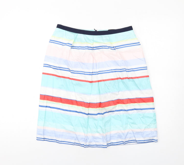 Caroll Womens Multicoloured Striped Cotton A-Line Skirt Size 10 Zip