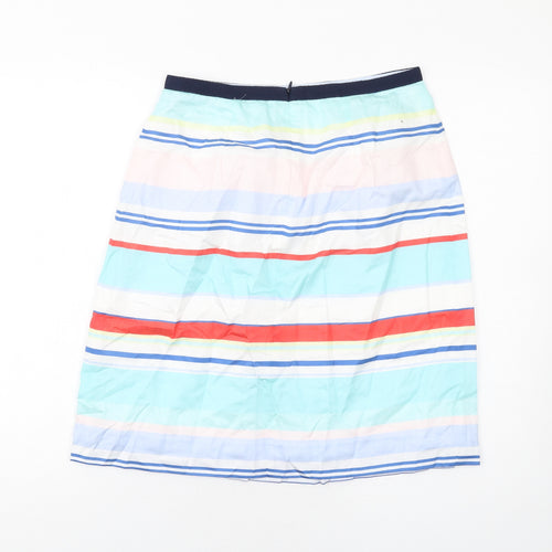 Caroll Womens Multicoloured Striped Cotton A-Line Skirt Size 10 Zip