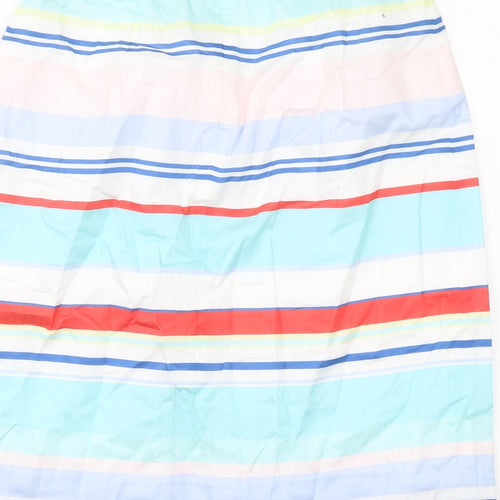 Caroll Womens Multicoloured Striped Cotton A-Line Skirt Size 10 Zip