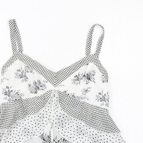 Per Una Womens White Geometric Polyester Camisole T-Shirt Size 10 V-Neck