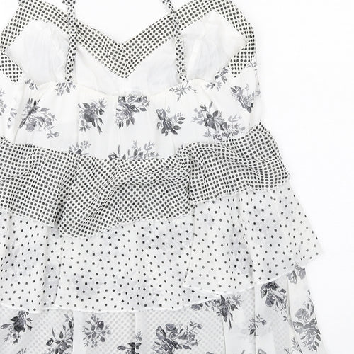 Per Una Womens White Geometric Polyester Camisole T-Shirt Size 10 V-Neck