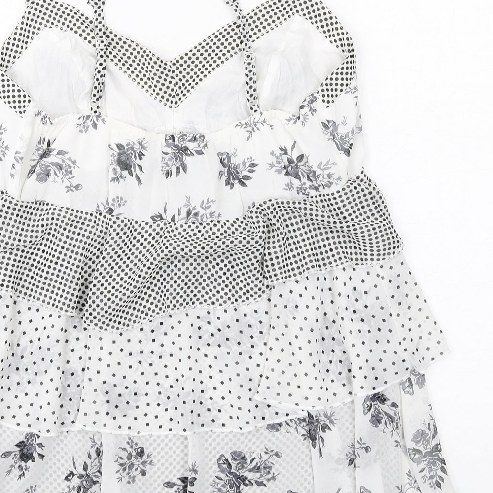 Per Una Womens White Geometric Polyester Camisole T-Shirt Size 10 V-Neck