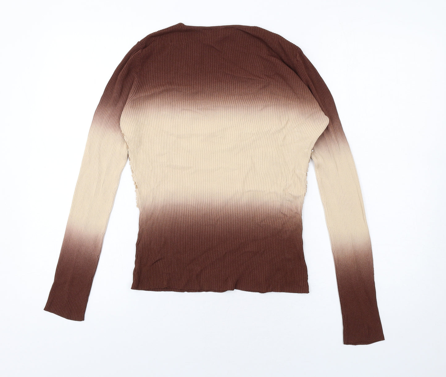Kit Womens Brown Viscose Basic T-Shirt Size 16 V-Neck - Tie Dye