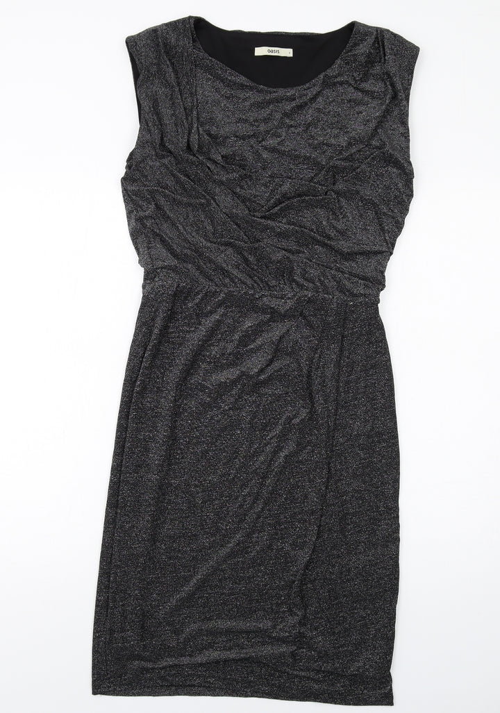 Oasis Womens Black Polyamide Bodycon Size S Round Neck Pullover