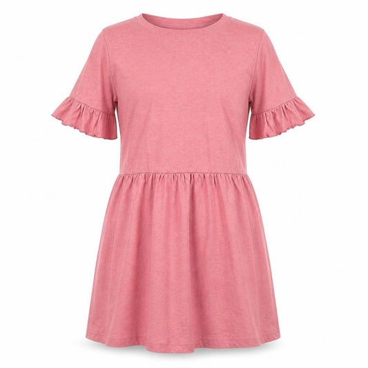 Front view of Missguided women’s pink polyester shift, size UK 10, round neck pullover