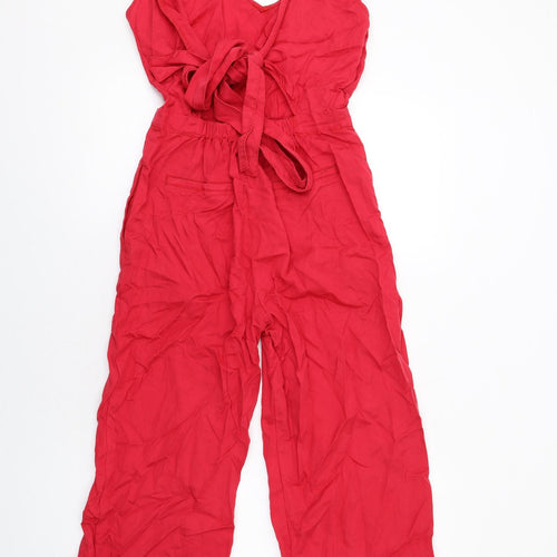 NEXT Womens Red Lyocell Jumpsuit One-Piece Size 6 L25 in Tie