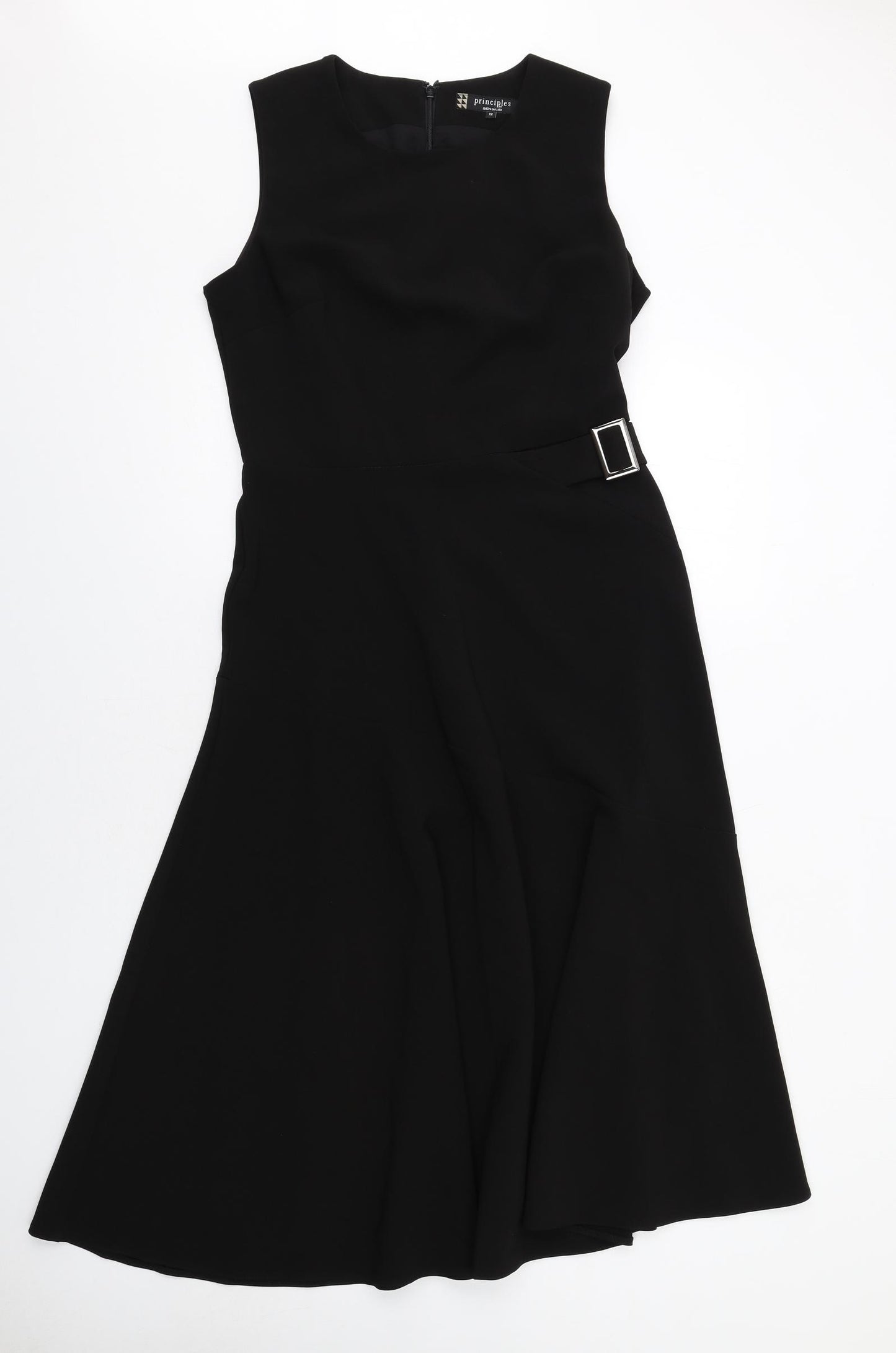 Principles Womens Black Polyester A-Line Size 12 Round Neck Zip