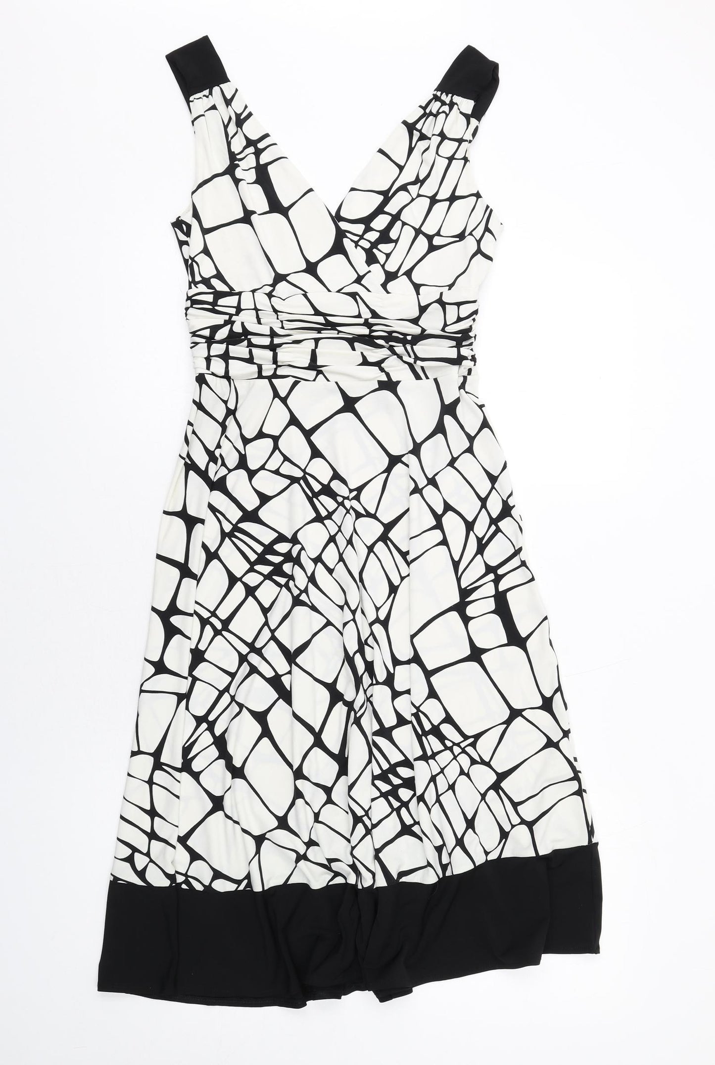 Principles Womens Black Geometric Polyester Tank Dress Size 10 V-Neck Pullover