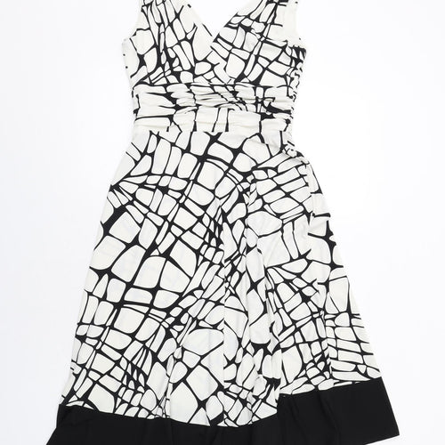 Principles Womens Black Geometric Polyester Tank Dress Size 10 V-Neck Pullover
