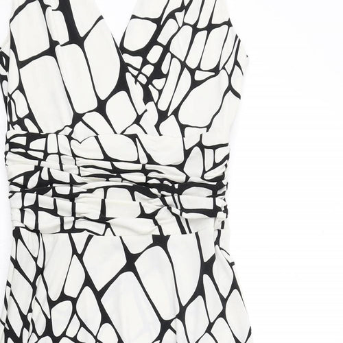 Principles Womens Black Geometric Polyester Tank Dress Size 10 V-Neck Pullover