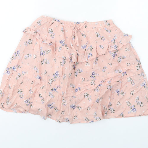 ASOS Womens Pink Floral Cotton A-Line Skirt Size 8