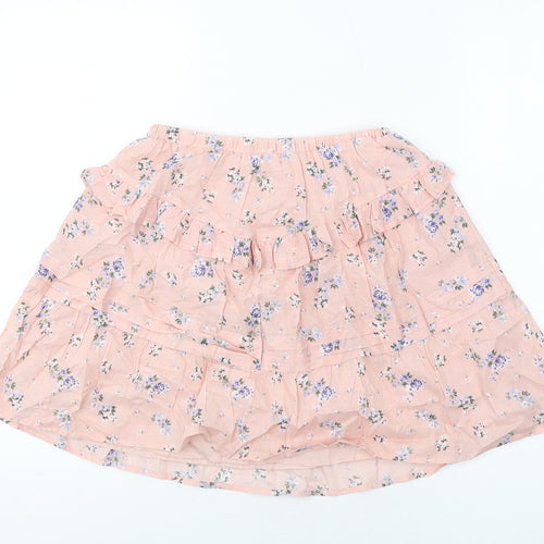 ASOS Womens Pink Floral Cotton A-Line Skirt Size 8