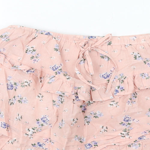 ASOS Womens Pink Floral Cotton A-Line Skirt Size 8