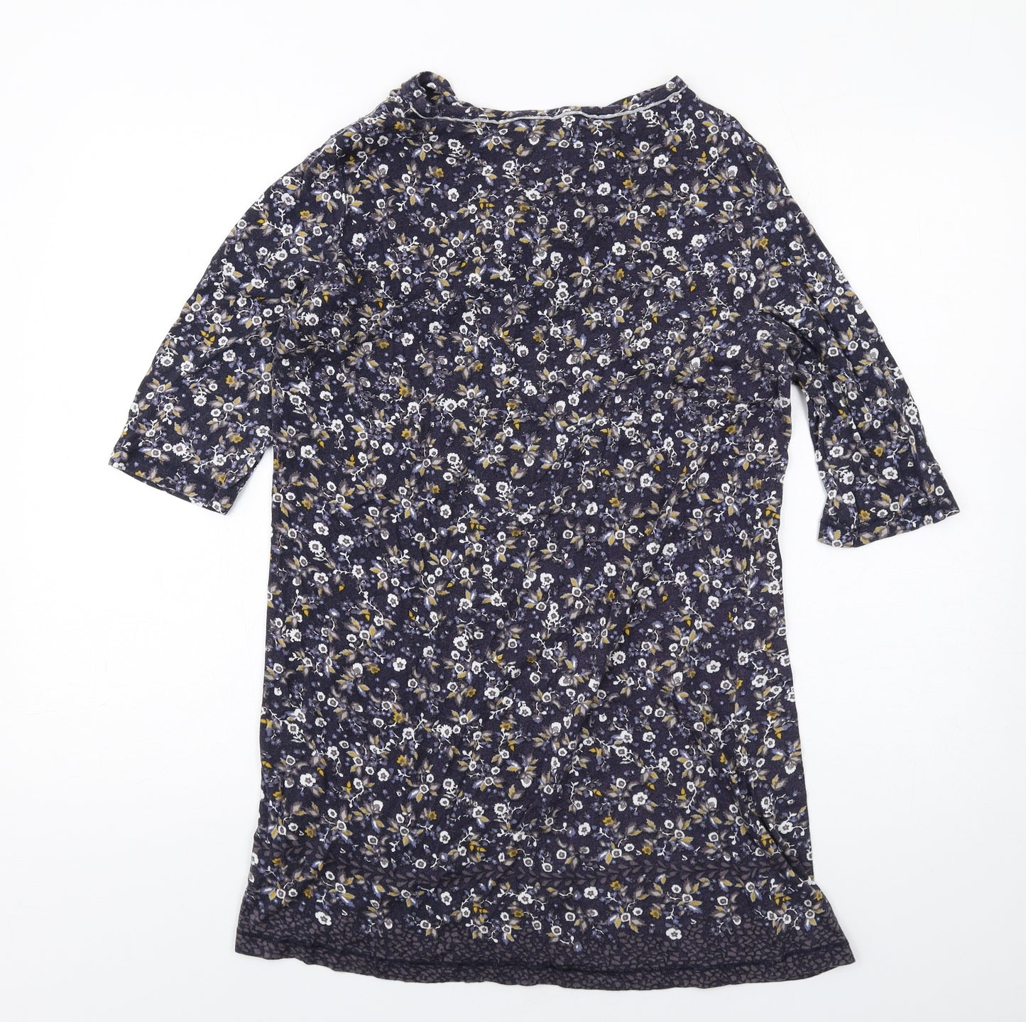 TOM TAILOR Womens Blue Floral Cotton Basic T-Shirt Size XL Cowl Neck