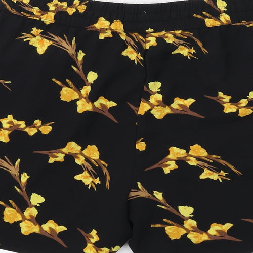VERO MODA Womens Black Floral Polyester Basic Shorts Size S Regular Drawstring