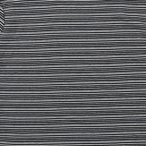 Viz a Viz Womens Black Striped Polyester Basic T-Shirt Size 14 Round Neck