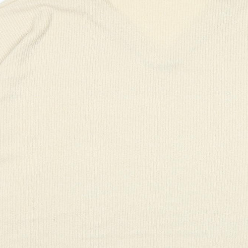 ASOS Womens Beige V-Neck Herringbone Polyester Pullover Jumper Size 12