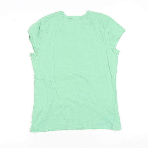 Tommy Hilfiger Womens Green 100% Cotton Basic T-Shirt Size M Round Neck