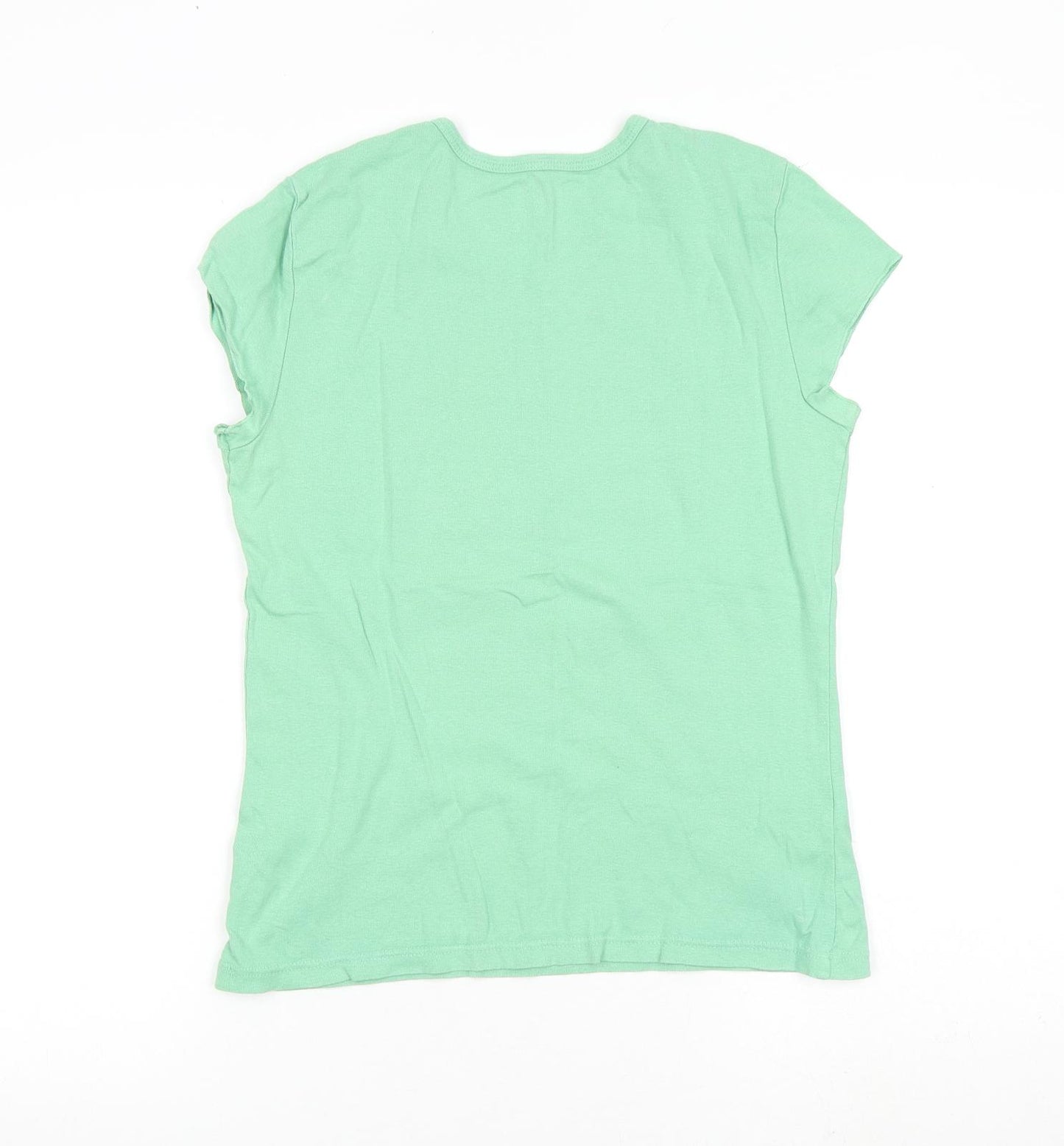 Tommy Hilfiger Womens Green 100% Cotton Basic T-Shirt Size M Round Neck