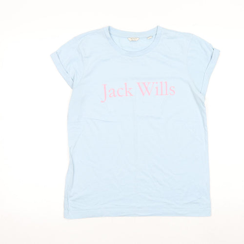 Jack Wills Womens Blue 100% Cotton Basic T-Shirt Size 6 Round Neck
