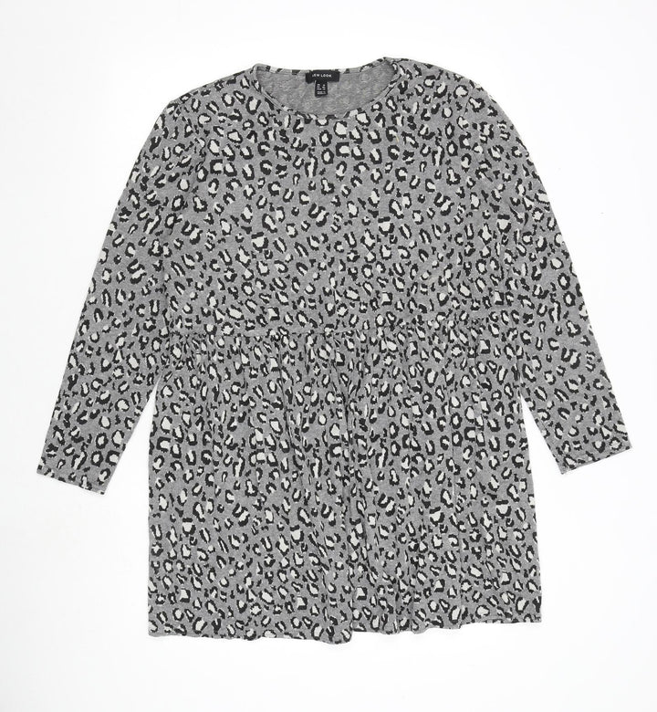 New Look Womens Grey Animal Print Viscose A-Line Size 18 Round Neck Pullover