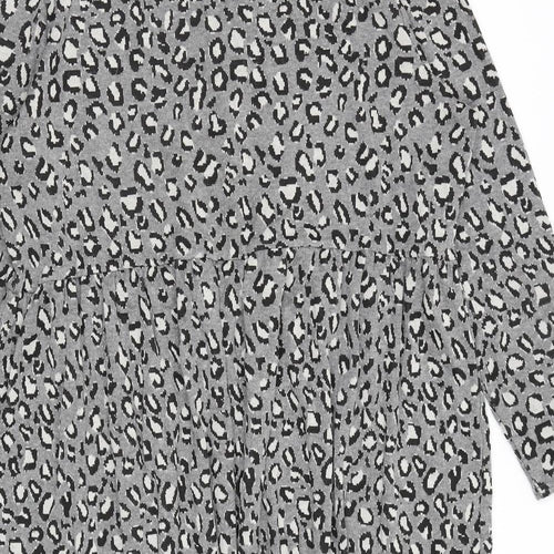 New Look Womens Grey Animal Print Viscose A-Line Size 18 Round Neck Pullover