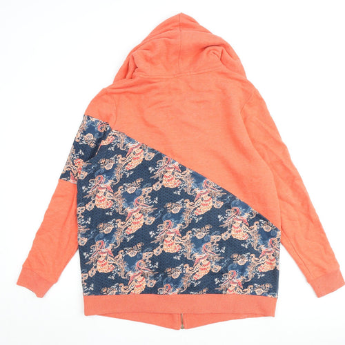 Joe Browns Womens Orange Geometric Cotton Full Zip Hoodie Size 16 Zip