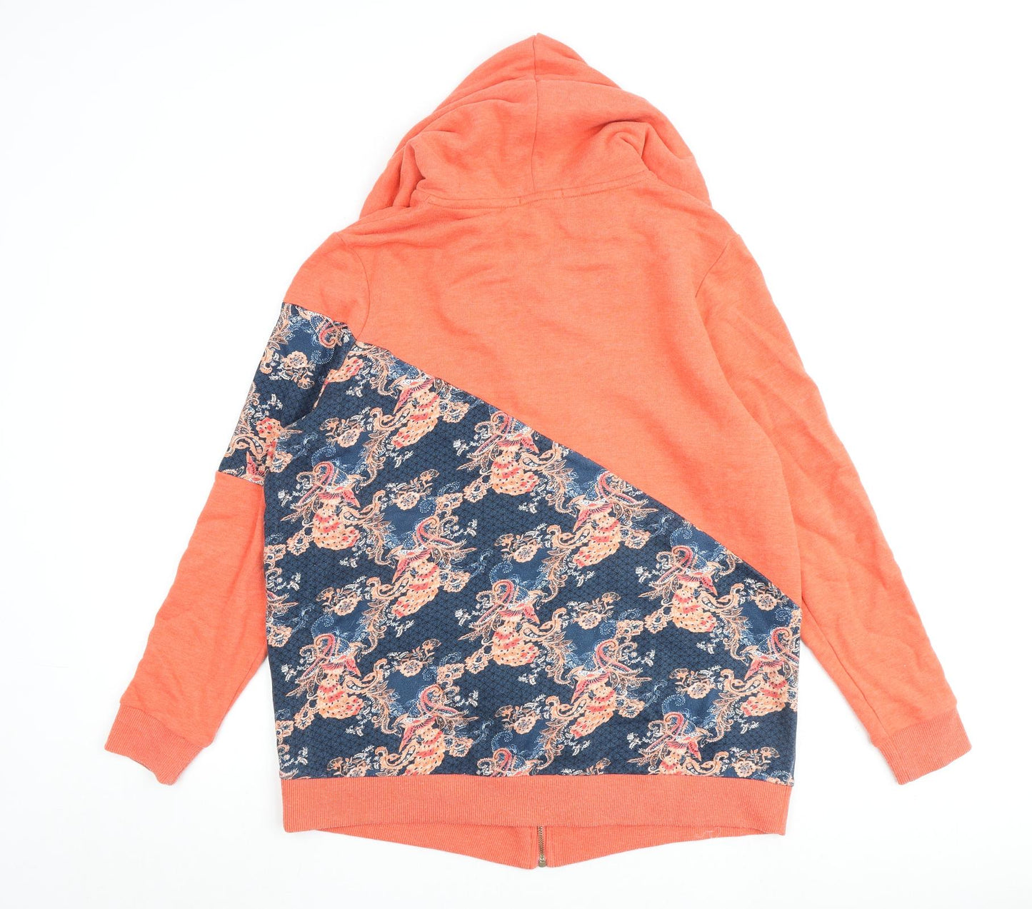 Joe Browns Womens Orange Geometric Cotton Full Zip Hoodie Size 16 Zip