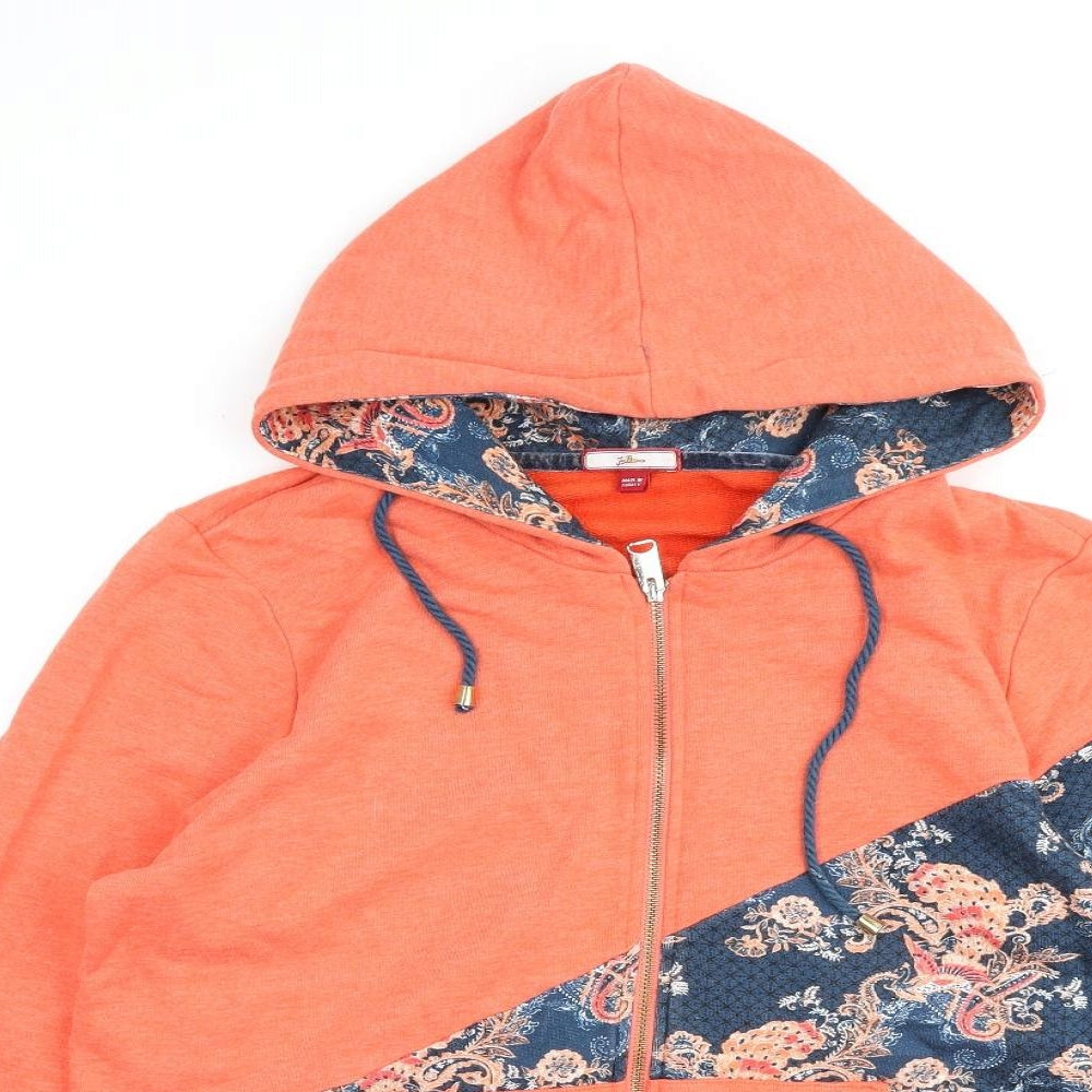 Joe Browns Womens Orange Geometric Cotton Full Zip Hoodie Size 16 Zip