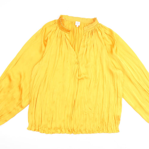 John Lewis Womens Orange Polyester Basic Blouse Size 12 V-Neck
