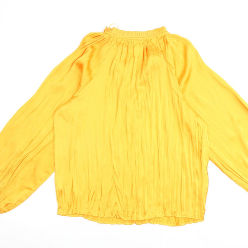 John Lewis Womens Orange Polyester Basic Blouse Size 12 V-Neck